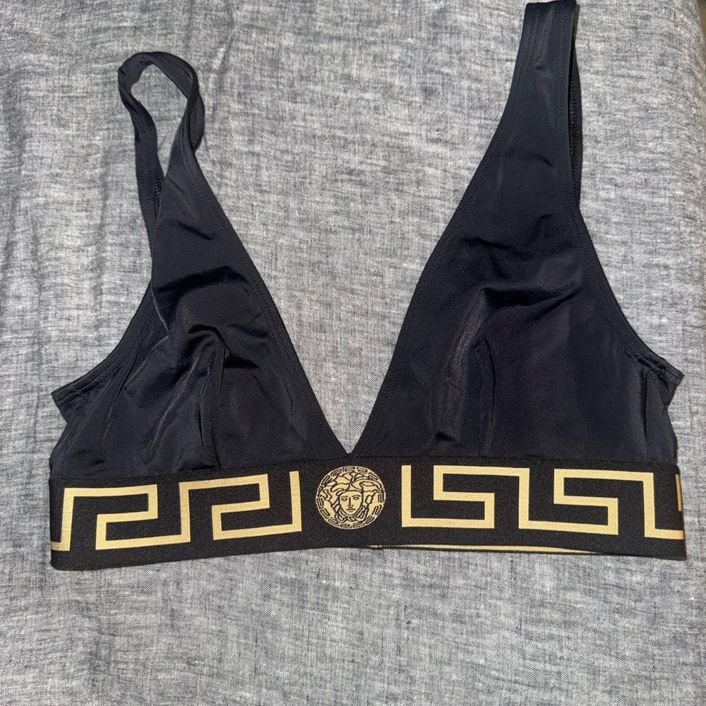 Versace Black Bralette Gold Greca Band - Matching bottoms also listed MAKE OFFER